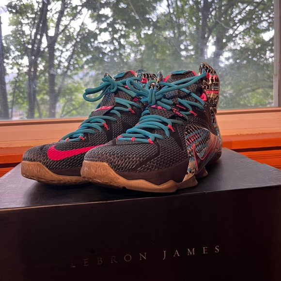 Sz 9.5 Nike Lebron “Lagoon” 12s Sz South Pink Blue Clean - Picture 2 of 8